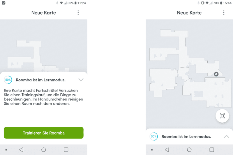 Kartenerstellung in der App beim iRobot Roomba i7
